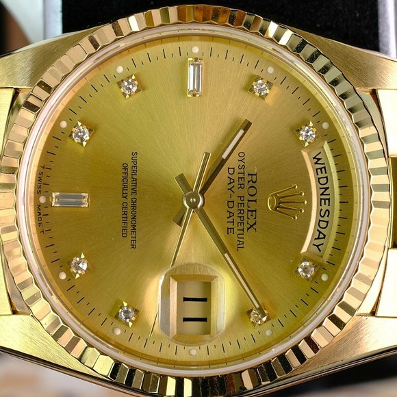 Authentic Rolex Day-date 18238 18K Yellow Gold Factory Dial 36mm Double Quick - Picture 3 of 11